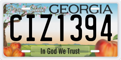 GA license plate CIZ1394