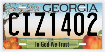 GA license plate CIZ1402