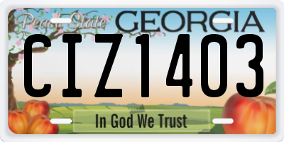 GA license plate CIZ1403