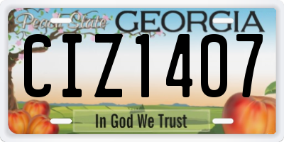 GA license plate CIZ1407
