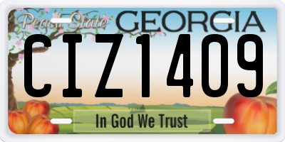 GA license plate CIZ1409