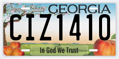 GA license plate CIZ1410