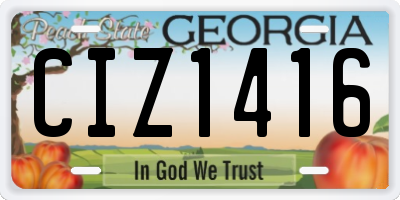 GA license plate CIZ1416