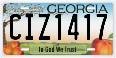 GA license plate CIZ1417