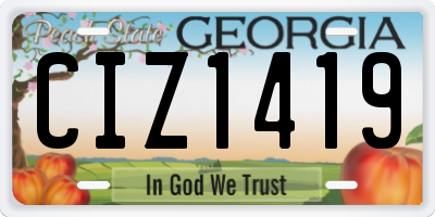 GA license plate CIZ1419