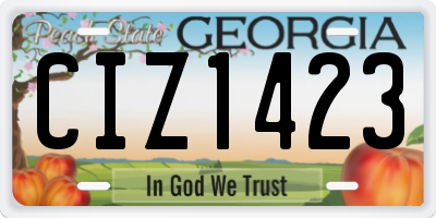 GA license plate CIZ1423