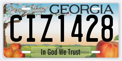 GA license plate CIZ1428