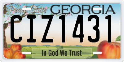 GA license plate CIZ1431