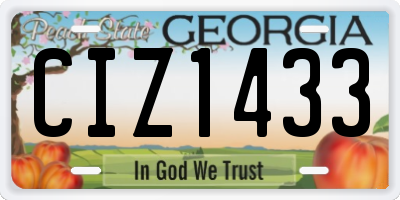 GA license plate CIZ1433