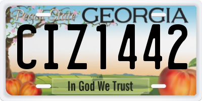 GA license plate CIZ1442