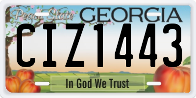 GA license plate CIZ1443