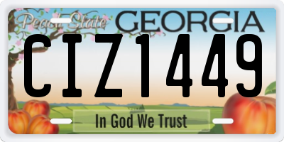 GA license plate CIZ1449
