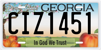 GA license plate CIZ1451