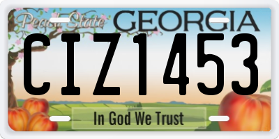 GA license plate CIZ1453
