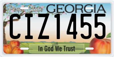GA license plate CIZ1455