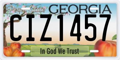 GA license plate CIZ1457