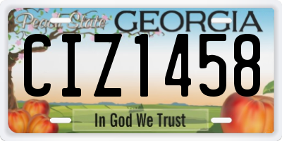 GA license plate CIZ1458