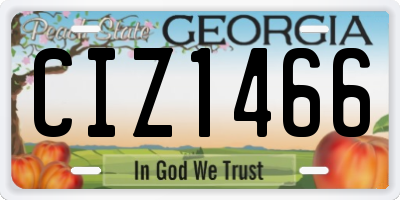 GA license plate CIZ1466