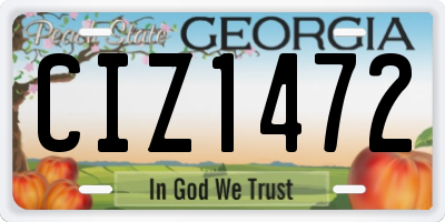 GA license plate CIZ1472