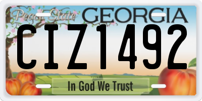 GA license plate CIZ1492