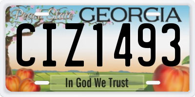 GA license plate CIZ1493