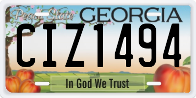 GA license plate CIZ1494