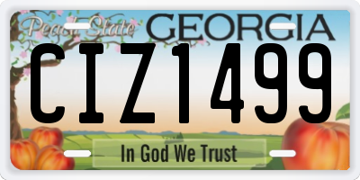 GA license plate CIZ1499