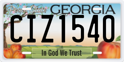 GA license plate CIZ1540