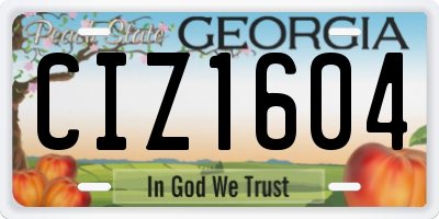 GA license plate CIZ1604