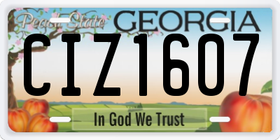 GA license plate CIZ1607