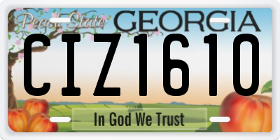 GA license plate CIZ1610