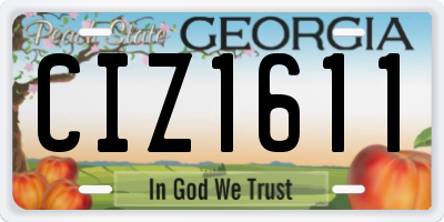 GA license plate CIZ1611