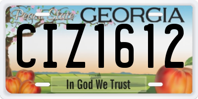 GA license plate CIZ1612