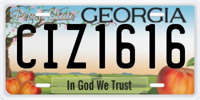 GA license plate CIZ1616