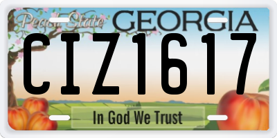 GA license plate CIZ1617