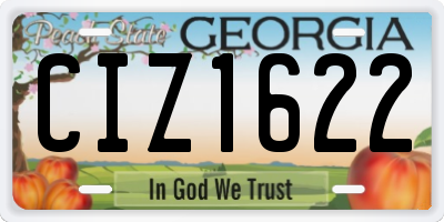GA license plate CIZ1622
