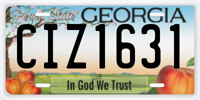 GA license plate CIZ1631
