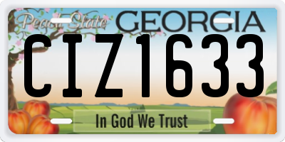 GA license plate CIZ1633