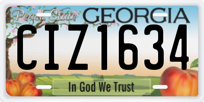 GA license plate CIZ1634
