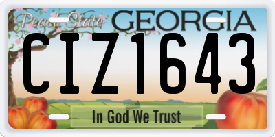 GA license plate CIZ1643