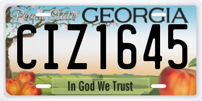 GA license plate CIZ1645