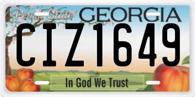 GA license plate CIZ1649