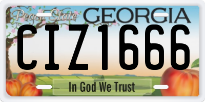 GA license plate CIZ1666