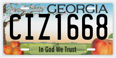 GA license plate CIZ1668