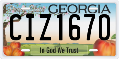 GA license plate CIZ1670