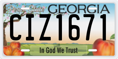 GA license plate CIZ1671