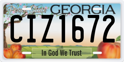 GA license plate CIZ1672