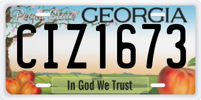 GA license plate CIZ1673