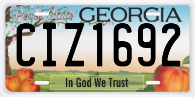 GA license plate CIZ1692