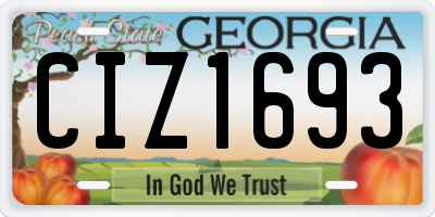 GA license plate CIZ1693